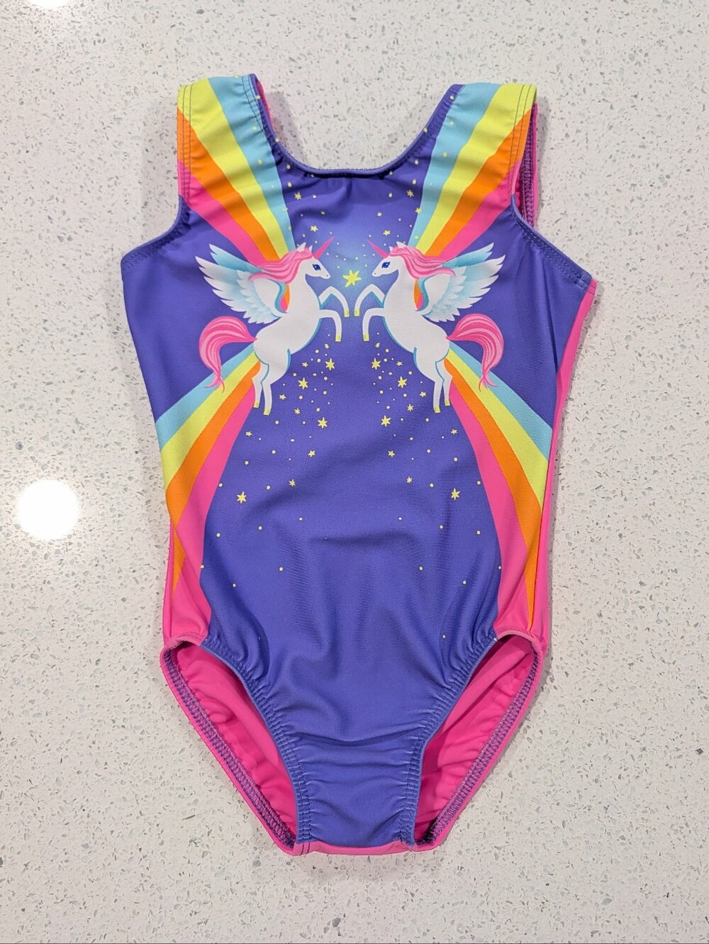 TINY TODDLER Destira Gymnastics Dance Leotard CXXS 2XS XX Small Rainbow UNICORNS